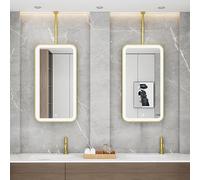 Drsyffsup Rectangular Ceiling Hanging Mirror, LED Illuminated Bathroom Mirror Wall Mounted Vanity Makeup Mirrors, Suitable for Hotel Apartment (Customizable Rod)(50cmx70cm)