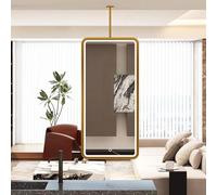 Drsyffsup Rectangular Ceiling Hanging Mirror, Metal Frame LED Illuminated Bathroom Mirror, Large Vanity Makeup Mirrors for Home or Hotel Modern Decorative(40cmx60cm)