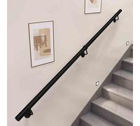 Drsyffsup Stair Handrail for Walls - 1m 1.5m 2m 3m 4m 5m 6m Stairs Railings Safety Grab Bar - Black Metal Wrought Iron Balustrade for Indoor Outdoor Villa Loft Corridor(8ft/240cm)