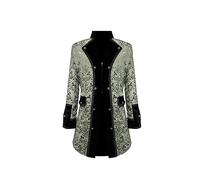 DRTES Men Steampunk Medieval Jacket Victorian Vampire Pirate Frock Coat Costume (Silver, Large)