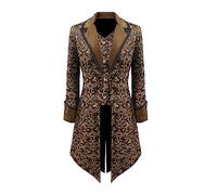 DRTES Women's Steampunk Jacket Victorian Gothic Medieval Vintage Tailcoat, Yellow, XL