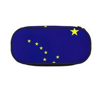 DRTGEDS Alaska State Flag Pencil Case for Men Women Aesthetic Portable Pencil Case Zipper Pouches for Office Organizer, Black/White, One Size, Art Deco