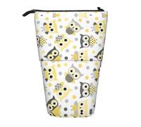 DRTGEDS Animal Cartoon Owls Cute Standing Stationery Bag telescopic Pen Pouch Holder Makeup Organizer,Pencil Case