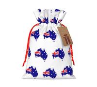 DRTGEDS Australian Flag Map Print 8.3 x 11.8 Inch in Durable Christmas Bag with Kraft Tag for Christmas Gift Wrapping Birthday Party