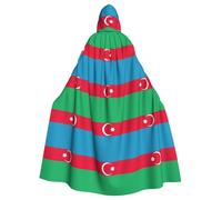 DRTGEDS Azerbaijan Flag Print Vampire Halloween Hooded Coat For Ball Suit Stage Use,Stage Costumes Large Hooded Cape