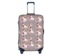 DRTGEDS Ballerina Dancing Girl Printing Elastic Luggage Protector Large Suitcase Cover, Side Invisible Zippers For Travel Business, White, L