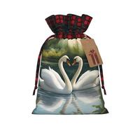DRTGEDS Beautiful white swans on the lake, 1 piece 8.3 x 11.8 inch drawstring Christmas gift bag, for holiday party gift giving