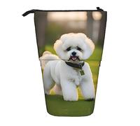 DRTGEDS Bichon Frise Dog On The Grass Pieces Telescopic Pencil Holder,Telescopic Pencil Organizer Cosmetics Pouch Makeup Bag