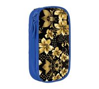 DRTGEDS Black And Gold Flowers Pencil Case, Multi- Slot Pencil Pouch, Portable Pencil Bag, Colored Pen Case For Office
