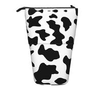 DRTGEDS Black and White Cow Print Standing Stationery Bag telescopic Pen Pouch Holder Makeup Organizer,Pencil Case