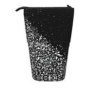 DRTGEDS Black white glitter Standing Stationery Bag telescopic Pen Pouch Holder Makeup Organizer,Pencil Case