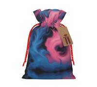 DRTGEDS Blue and Pink Fire 1pcs Christmas Drawstring Gift Bag 4.7x 6.9 inch, for Gift giving in Holiday Party Packaging