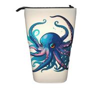 DRTGEDS Blue And Purple Octopus Pop-Up Pencil Case And Cosmetics Pouch Standup Telescopic Craft Supplies Makeup Organizer