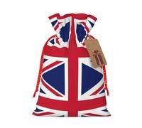 DRTGEDS British Flag 1 Pcs Christmas Drawstring Gift Bag 4.7x 6.9", For Gift Giving Holiday Party Packaging