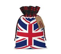 DRTGEDS British Flag Printing 8.3x11.8 Inch Durable Color Matching Plaid Christmas Bag For Christmas Party Gift Wrapping