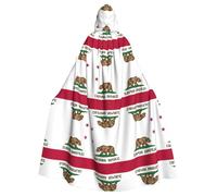 DRTGEDS California State Flag Printing Vampire Halloween Hooded Cloak For Costume Balls Stage Use,Stage Costumes Large Hooded Cloak