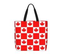 DRTGEDS Canadian Flag Tote Bags for Women Polyester Tote Bags with Pockets Top Handle for Work, Black/White, One Size