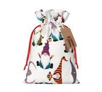 DRTGEDS Christmas Funny Gnomes 1 Pcs Christmas Drawstring Gift Bag 4.7x 6.9 Inch For Giving Gifts In Holiday Party Packaging