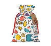 DRTGEDS Colorful Hand Drawn Feathers Blank 1pcs Christmas Drawstring Gift Bag 4.7X 6.9 inch, For Gift Present in Holiday Party Packaging