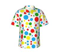 DRTGEDS Colorful Polka Dots Men's Cuban Collar Shirts Button Down Tropical Holiday Beach Shirts, Black, Medium