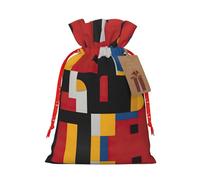 DRTGEDS Composition in red yellow blue and black 1pcs Christmas drawstring gift bag 4.7x 6.9", for gift giving in holiday parties packaging