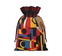 DRTGEDS Composition in red yellow blue and black 1pcs Christmas drawstring gift bag 4.7x 6.9", for gift giving in holiday parties packaging