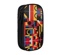 DRTGEDS Composition In Red Yellow Blue And Black Pencil Case, Multi- Slot Pencil Pouch, Portable Pencil Bag, Colored Pen Case For Office