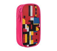 DRTGEDS Composition In Red Yellow Blue And Black Pencil Case, Multi- Slot Pencil Pouch, Portable Pencil Bag, Colored Pen Case For Office