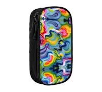 DRTGEDS Cute Tie Dye Pencil Case, Aesthetic Pen Case, Colorful Zipper Pencil Case, Kawaii Stationery Pouch, Black, Taglia Unica, Sporty