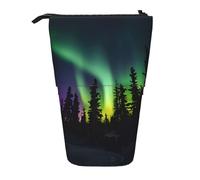 DRTGEDS Dark Northern Lights Print Pieces Telescopic Pencil Holder,Telescopic Pencil Organizer Cosmetics Pouch Makeup Bag