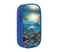 DRTGEDS Dolphins Sea Turtle Shark Octopus Coral Pencil Case, Multi- Slot Pencil Pouch, Portable Pencil Bag, Colored Pen Case For Office