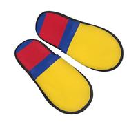 DRTGEDS Flag of Colombia printing Fall Winter Fuzzy Slippers Comfy House Shoes,Portable for Hotel Travel Gifts for Women and Men, Black, 5