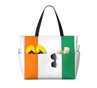 DRTGEDS Flag Of Cote D'Ivoire Beach Tote Bags For Women Travel Totes Bag Handbag With Zipper And Pockets For Travel Vacation, Black, One Size