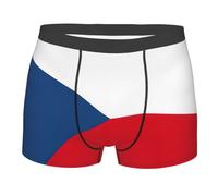 DRTGEDS Flag of the Czech Republic Men's 1 Pack Stretch Boxer Brief,Moisture-Wicking Underwear, Black, M