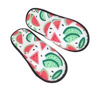 DRTGEDS Fruits Autumn Winter Watermelon Print Fuzzy Slippers Comfortable House Shoes Portable Hotel Travel Gifts for Women Men