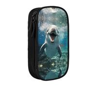 DRTGEDS Funny Animal Dolphin Pencil Case, Multi- Slot Pencil Pouch, Portable Pencil Bag, Colored Pen Case For Office
