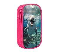 DRTGEDS Funny Animal Dolphin Pencil Case, Multi- Slot Pencil Pouch, Portable Pencil Bag, Colored Pen Case For Office