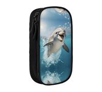 DRTGEDS Funny Animal Dolphin Pencil Case, Multi- Slot Pencil Pouch, Portable Pencil Bag, Colored Pen Case For Office