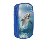 DRTGEDS Funny Animal Dolphin Pencil Case, Multi- Slot Pencil Pouch, Portable Pencil Bag, Colored Pen Case For Office