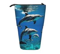 DRTGEDS Funny Animal Dolphin Pop-Up Pencil Case And Cosmetics Pouch Standup Telescopic Craft Supplies Makeup Organizer
