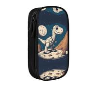 DRTGEDS Funny Astronaut Dinosaur Rocke Pencil Case, Multi- Slot Pencil Pouch, Portable Pencil Bag, Colored Pen Case For Office