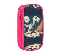 DRTGEDS Funny Astronaut Dinosaur Rocke Pencil Case, Multi- Slot Pencil Pouch, Portable Pencil Bag, Colored Pen Case For Office