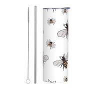 DRTGEDS Funny Bees Travel Mug,Stainless Steel Insulated Tumbler With Lid And Straw Gifts For Woman And Man