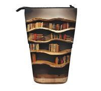 DRTGEDS Funny Book Shelves Collection And Ladder Pop-Up Pencil Case And Cosmetics Pouch Standup Telescopic Craft Supplies Makeup Organizer