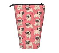 DRTGEDS Funny Cartoon Pug Puppy Dog Pieces Telescopic Pencil Holder,Telescopic Pencil Organizer Cosmetics Pouch Makeup Bag