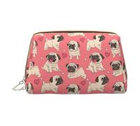 DRTGEDS Funny Cartoon Pug Puppy Dog Travel Toiletry Bag,Makeup Bag For Purse Travel Makeup Pouch Mini Cosmetic Bag For Women, White, One Size