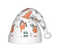 DRTGEDS Funny Cute Animal Sloth Music Christmas Hat,Santa Hat,Xmas Holiday Hat For Teenagers,Touch Soft Unisex Classic Santa Hat