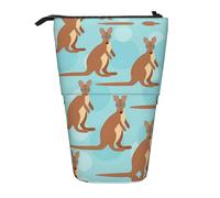 DRTGEDS Funny for Kangaroo Zoo Standing Stationery Bag telescopic Pen Pouch Holder Makeup Organizer,Pencil Case