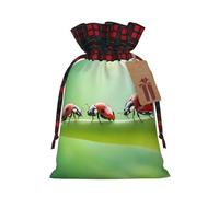 DRTGEDS Funny Ladybug 1 Pcs Christmas Drawstring Gift Bag 8.3 x 11.8 Inch for Holiday Party Gift