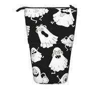 DRTGEDS Funny White Ghost Standing Stationery Bag telescopic Pen Pouch Holder Makeup Organizer,Pencil Case
